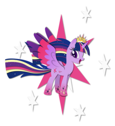 Size: 10622x11578 | Tagged: safe, artist:rainbownspeedash, twilight sparkle, alicorn, pony, g4, colored wings, cutie mark background, female, gradient hooves, mare, multicolored hair, multicolored wings, new crown, rainbow hair, rainbow power, rainbow power-ified, rainbow tail, rainbow wings, simple background, solo, transparent background, twilight sparkle (alicorn), wings