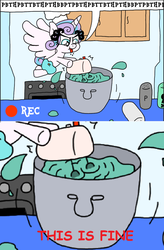 Size: 806x1232 | Tagged: safe, artist:bjdazzle, princess flurry heart, alicorn, pony, g4, bowl, camera shot, food, fridge horror, mixer, mixing bowl, pareidolia, pepper, poison, record, salt, this is fine