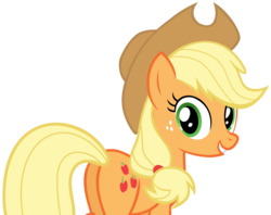 Size: 6484x5124 | Tagged: safe, artist:andoanimalia, applejack, earth pony, pony, g4, spike at your service, absurd resolution, butt, cowboy hat, female, hat, mare, plot, simple background, smiling, solo, stetson, transparent background, vector
