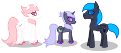 Size: 2238x998 | Tagged: safe, artist:dragonfoxgirl, artist:fadeddana, alicorn, pegasus, pony, unicorn, female, filly, male, mare, panambi, simple background, stallion, the spider and the butterfly, the spiderfly, veve, white background, ñanduti