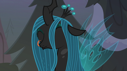 Size: 1920x1080 | Tagged: safe, screencap, queen chrysalis, changeling, changeling queen, frenemies (episode), g4, cute, cutealis, eyes closed, female, licking, licking lips, solo, tongue out