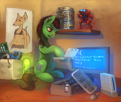 Size: 900x760 | Tagged: safe, artist:asimos, oc, oc only, earth pony, pony, blue screen of death, computer, solo