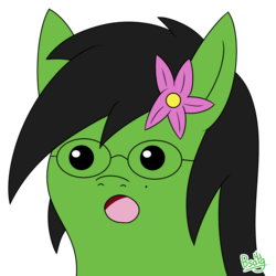 Size: 1200x1200 | Tagged: safe, artist:b-cacto, oc, oc:prickly pears, pikachu, pony, bust, flower, flower in hair, glasses, meme, mole, pokémon, simple background, surprised pikachu, transparent background