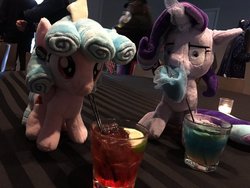 Size: 680x510 | Tagged: artist needed, safe, cozy glow, starlight glimmer, g4, drink, irl, photo, plushie