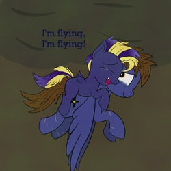Size: 2000x2000 | Tagged: safe, artist:memeancholy, oc, oc only, oc:dauntless, oc:void flight, pegasus, pony, birth defect, crying, female, filly, flying, happy, high res, mare, tears of joy, wholesome