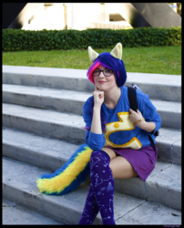 Size: 3456x4279 | Tagged: safe, artist:krazykari, twilight sparkle, human, equestria girls, g4, clothes, cosplay, costume, irl, irl human, photo, solo, wondercolts uniform