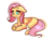 Size: 1380x1024 | Tagged: safe, artist:punbun4fun, fluttershy, bird, chicken, pegasus, pony, g4, chick, female, floppy ears, mare, prone, simple background, smiling, transparent background, wingding eyes