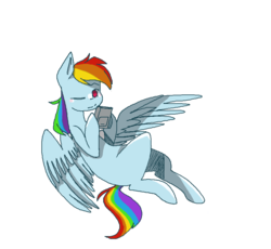 Size: 817x753 | Tagged: safe, artist:punbun4fun, rainbow dash, pegasus, pony, g4, female, gaming, hoof hold, mare, missing cutie mark, one eye closed, simple background, solo, transparent background, wink
