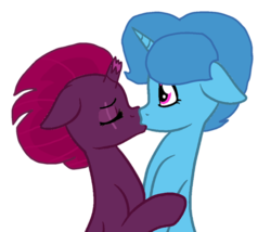 Size: 1150x983 | Tagged: safe, artist:徐詩珮, fizzlepop berrytwist, spring rain, tempest shadow, pony, unicorn, g4, my little pony: the movie, base used, broken horn, duo, eyes closed, female, horn, kiss on the lips, kissing, lesbian, mare, ship:springshadow, shipping, simple background, transparent background