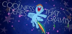 Size: 707x341 | Tagged: safe, rainbow dash, pegasus, pony, g4, may the best pet win, season 2, coolness that defies gravity, cover art, cute, dashabetes, female, find a pet, fireworks, flying, nose in the air, solo, starry background, uvula, volumetric mouth