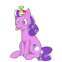 Size: 2000x2000 | Tagged: safe, artist:danwelo-vx, derpibooru exclusive, screwball, pony, g4, female, hat, high res, propeller hat, simple background, sitting, solo, swirly eyes, transparent background