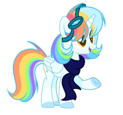 Size: 600x560 | Tagged: dead source, safe, artist:rainbows-skies, oc, oc only, oc:water star, alicorn, pony, alicorn oc, clothes, femboy, goggles, male, not rainbow dash, scarf, simple background, solo, stallion, transparent background