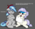 Size: 1652x1344 | Tagged: safe, artist:pencil bolt, edit, oc, oc:artstina, oc:dusty color, earth pony, pegasus, pony, beret, dustina, engrish, female, hat, headband, male, paper