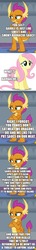 Size: 500x3500 | Tagged: safe, edit, edited screencap, screencap, fluttershy, smolder, dragon, pegasus, pony, comic:the epilogue, g4, sweet and smoky, barbecue sauce, barbeque, comic, fanfic art, food, implied garble, lesson, meat, metaphor, reformation, screencap comic, title drop
