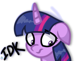 Size: 1193x966 | Tagged: safe, artist:rainbow eevee, twilight sparkle, pony, g4, embarrassed, female, floppy ears, idk, looking down, reaction image, simple background, solo, text, white background