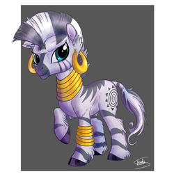 Size: 2000x2000 | Tagged: safe, artist:chaokievery, zecora, zebra, g4, abstract background, cute, ear fluff, female, high res, jewelry, leg fluff, mare, neck fluff, shoulder fluff, signature, solo, zecorable