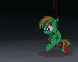 Size: 1200x960 | Tagged: safe, artist:sugar morning, oc, oc only, oc:sony, earth pony, pony, animated, blinking, depressed, female, gif, jewelry, mare, necklace, sad, sitting, solo, swing, vent art, ych result
