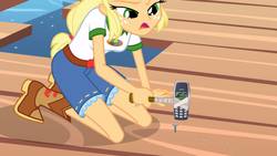 Size: 1920x1080 | Tagged: safe, edit, edited screencap, screencap, applejack, equestria girls, g4, my little pony equestria girls: legend of everfree, nokia, nokia 3310