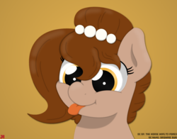 Size: 1845x1445 | Tagged: safe, artist:ljdamz1119, oc, oc only, oc:brownie bun, pony, :p, bust, cute, ocbetes, portrait, solo, tan background, tongue out, wifehorse