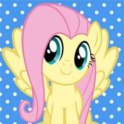 Size: 432x432 | Tagged: safe, fluttershy, pegasus, pony, g4, cute, female, mare, polka dot background, shyabetes, solo