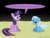 Size: 1200x900 | Tagged: safe, artist:evil-dec0y, trixie, twilight sparkle, alicorn, pony, unicorn, comic:trixie vs., comic:trixie vs. the moon, g4, female, filly, mare, speech bubble, twilight sparkle (alicorn)