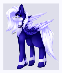 Size: 1024x1195 | Tagged: safe, artist:purediamond360, oc, oc only, oc:cypher, pegasus, pony, choker, female, mare, solo, spiked choker, two toned wings, wings