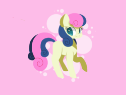 Size: 1024x768 | Tagged: safe, artist:creamiponi, bon bon, sweetie drops, earth pony, pony, g4, abstract background, adorabon, cute, female, mare, missing cutie mark, pink background, simple background, solo