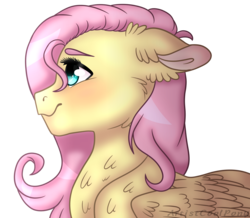 Size: 1379x1200 | Tagged: safe, artist:artistcoolpony, fluttershy, pony, g4, blushing, cheek fluff, chest fluff, colored ears, cute, ear fluff, female, floppy ears, profile, shyabetes, simple background, solo, transparent background, wing fluff