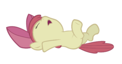 Size: 854x447 | Tagged: safe, edit, vector edit, apple bloom, pony, g4, desaturated, female, on back, passed out, simple background, solo, transparent background