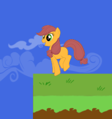 Size: 228x243 | Tagged: safe, oc, oc only, pony, cloud, cute, female, grassy field, jumping, not applejack, pinkie's hyperactive chat, pony world chat, recolor, sky, solo