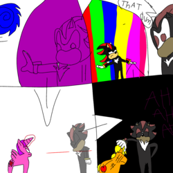 Size: 1000x1000 | Tagged: safe, artist:mylittlebicks, applejack, twilight sparkle, comic:time of pony and animals, g4, chaos emerald, crossover, dark magic, magic, male, mephiles the dark, shadow the hedgehog, sonic the hedgehog, sonic the hedgehog (series)