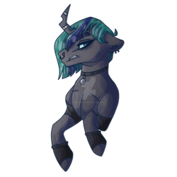 Size: 1920x1920 | Tagged: safe, artist:detoxx-retoxx, oc, oc:philia agape armet, changepony, hybrid, pony, unicorn, kindverse, emo, interspecies offspring, offspring, parent:queen chrysalis, parent:shining armor, parents:shining chrysalis, piercing, simple background, transparent background