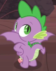 Size: 670x848 | Tagged: safe, screencap, spike, dragon, g4, sweet and smoky, blanket, cropped, male, misleading thumbnail, solo, spread wings, stupid sexy spike, winged spike, wings
