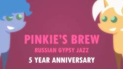 Size: 1280x720 | Tagged: safe, oc, oc:kirya, oc:lenich, pony, pinkie's brew, 2017, cute, cyrillic, dark pink background, gypsy jazz, lenich & kirya, male, pointy ponies, russian, russian gypsy jazz