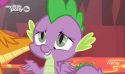 Size: 1300x768 | Tagged: safe, screencap, smolder, spike, dragon, g4, sweet and smoky, discovery family logo, female, male, solo focus, winged spike, wings