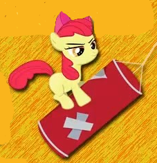 Size: 227x237 | Tagged: safe, apple bloom, earth pony, pony, g4, cropped, cute, female, filly, punching bag, solo, yellow and orange background