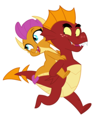 Size: 700x805 | Tagged: safe, artist:queencold, garble, smolder, dragon, g4, baby, baby dragon, brother and sister, cute, dragoness, dragons riding dragons, duo, female, gardorable, male, piggyback ride, riding, riding a dragon, siblings, simple background, smolder riding garble, smolderbetes, transparent background, vector, younger