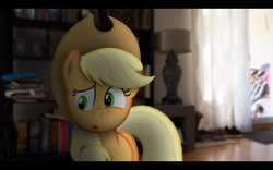 Size: 1280x800 | Tagged: safe, artist:stormxf3, applejack, earth pony, pony, man versus ponies, g4, applejack's hat, cowboy hat, derp, female, hat, irl, mare, photo, ponies in real life, youtube link