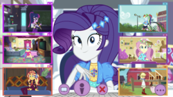 Size: 1334x750 | Tagged: safe, screencap, applejack, fluttershy, gummy, pinkie pie, rainbow dash, rarity, sci-twi, sunset shimmer, twilight sparkle, equestria girls, equestria girls series, festival looks, g4, spoiler:eqg series (season 2), chatroom, facetime, female, geode of empathy, geode of fauna, geode of sugar bombs, humane five, humane seven, humane six, magical geodes, picture-in-picture, webcam