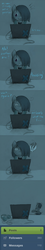 Size: 1265x7103 | Tagged: safe, artist:lonelycross, marble pie, pony, ask lonely inky, g4, ask, choker, comic, computer, dialogue, happy, headphones, laptop computer, lonely inky, pillow, scared, shocked, talking, tumblr
