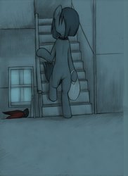 Size: 1280x1761 | Tagged: safe, artist:lonelycross, marble pie, oc, oc:thunder smash, pony, ask lonely inky, g4, apartment, apartment block, bipedal, choker, comic, lonely inky, shopping bag, stairs, tumblr, window