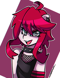 Size: 2180x2830 | Tagged: safe, artist:ciderpunk, oc, oc only, oc:ciderpunk, pony, choker, colored pupils, cute, ear piercing, earring, eyeshadow, fishnet stockings, high res, jewelry, makeup, piercing, punk