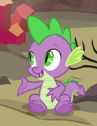 Size: 312x404 | Tagged: safe, screencap, spike, dragon, g4, sweet and smoky, claws, cropped, male, smiling, tail, toes, winged spike, wings