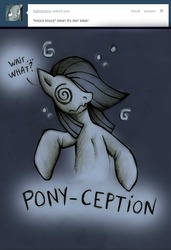 Size: 878x1280 | Tagged: safe, artist:lonelycross, marble pie, earth pony, pony, ask lonely inky, g4, ask, choker, comic, confused, dialogue, duality, lonely inky, question, swirly eyes, talking, tumblr