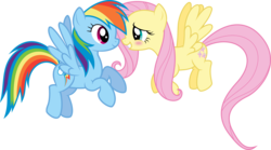 Size: 4000x2217 | Tagged: safe, artist:shutterflyyay, fluttershy, rainbow dash, pegasus, pony, g4, .svg available, blushing, duo, female, flying, lesbian, looking at each other, mare, ship:flutterdash, shipping, simple background, smiling, transparent background, vector, wings