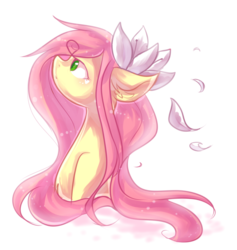 Size: 696x733 | Tagged: safe, artist:dddreamdraw, fluttershy, pony, g4, bust, chest fluff, colored pupils, cute, ear fluff, female, flower, flower in hair, mare, portrait, shyabetes, simple background, solo, white background