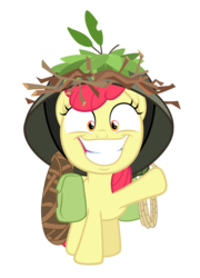 Size: 4080x5673 | Tagged: safe, artist:vvolllovv, apple bloom, earth pony, pony, g4, going to seed, adorabloom, big grin, cute, face of mercy, female, filly, foal, grin, helmet, raised hoof, simple background, smiling, solo, transparent background, vector, vietnam war
