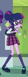 Size: 204x565 | Tagged: safe, screencap, rarity, sci-twi, spike, spike the regular dog, twilight sparkle, dog, equestria girls, g4, my little pony equestria girls: friendship games, backpack, clothes, cropped, crystal prep academy uniform, female, glasses, hair bun, legs, lockers, male, offscreen character, pleated skirt, school uniform, shoes, skirt, socks