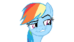 Size: 1280x720 | Tagged: safe, artist:legoguy87, rainbow dash, pony, g4, faic, female, pixel art, simple background, smug, smugdash, solo, white background