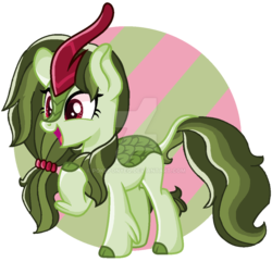 Size: 1024x987 | Tagged: safe, artist:pokeponyeq, oc, oc only, oc:leaf glow, kirin, deviantart watermark, female, obtrusive watermark, solo, watermark